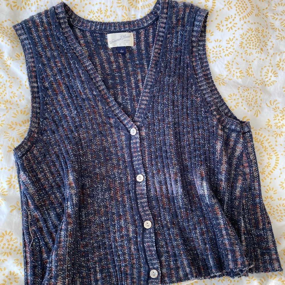 Blue space dye knitted vest